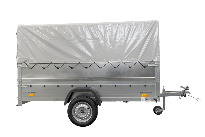 Lichte aanhangwagen 264x125 UNITRAILER GARDEN 264 KIPP met BIS zijwanden, H-800 frame en grijze kap