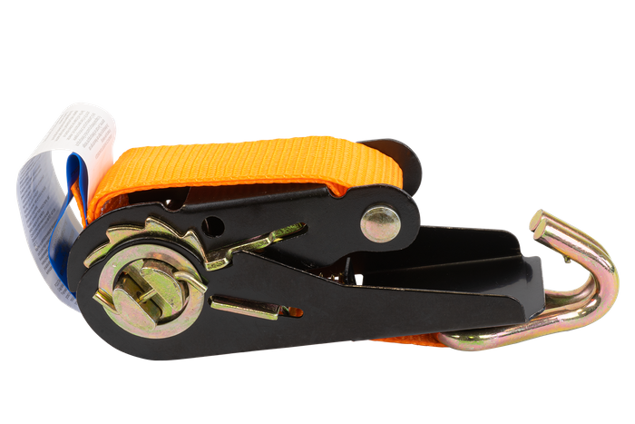 Set van vier KAMAR 3m/25mm/0.8t oranje transportbanden met spaninrichting