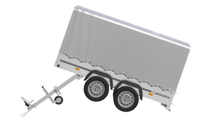 Tweeassige aanhanger 264x125 UNITRAILER GARDEN 264/2 KIPP met H-1100 frame en grijze huif