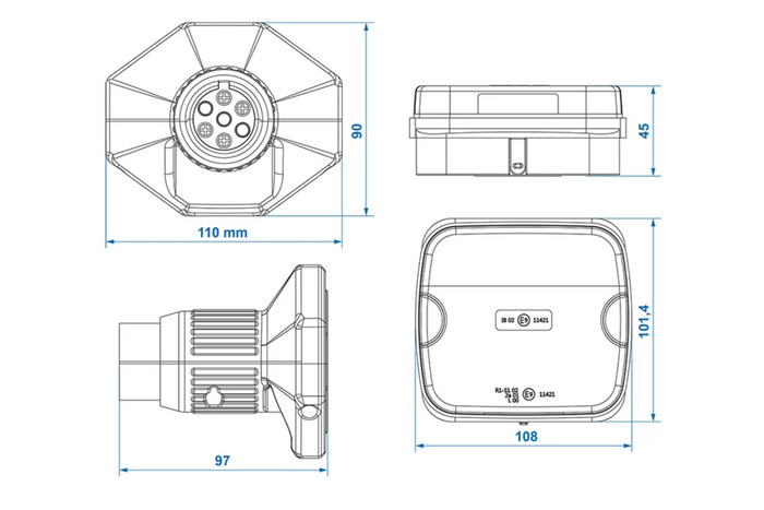 ProPlus LED 7-pins achterlichten met 4 functies (links + rechts), magnetisch, Bluetooth