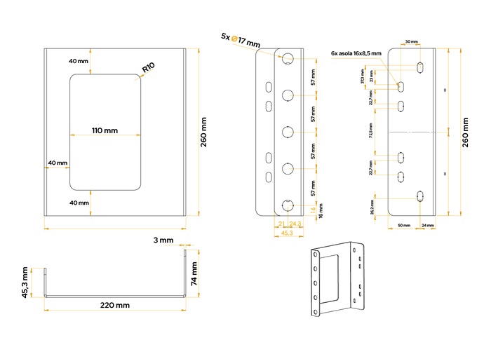 Montagebeugels voor de DAKEN 88501 ADAMANT / REGON / STRIKE brandblusserbox
