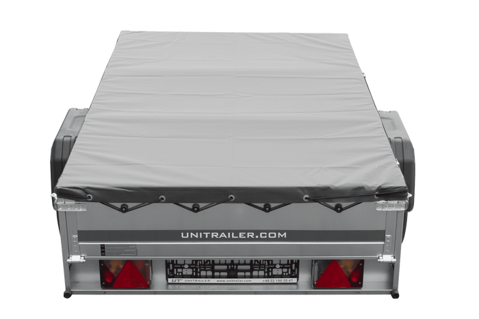 Autoaanhanger 200x125 UNITRAILER GARDEN 201 KIPP met H-0 frame en grijze afdekking