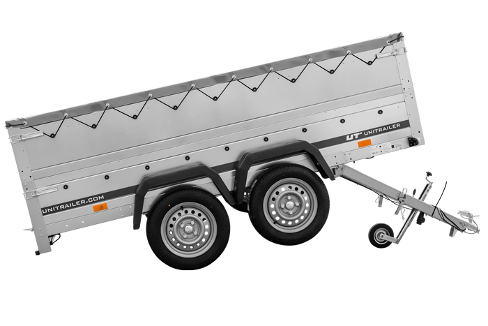 Tweeassige aanhanger 264x150 UNITRAILER GARDEN 265/2 KIPP met BIS-zijwanden, H-0 frame en grijze afdekking