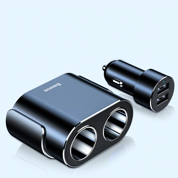 BASEUS Hoogrendementsautolader 2x USB + 2x Sigarettenaanstekeraansluiting 80W