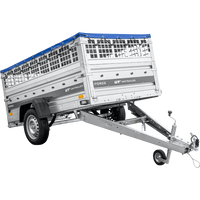 Lichte aanhanger op veren 230x125 UNITRAILER FORCE 230/R KIPP met gaaswanden, H-0 frame en blauwe hoes