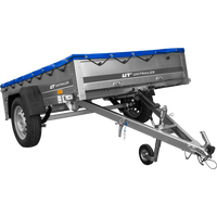 Autoaanhangwagen op veren 200x125 UNITRAILER GARDEN 201/R KIPP met H-0 frame en blauwe afdekking