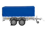 Twee-assige aanhangwagen 264x150 UNITRAILER GARDEN 265/2 KIPP met H-800 frame en blauwe afdekking