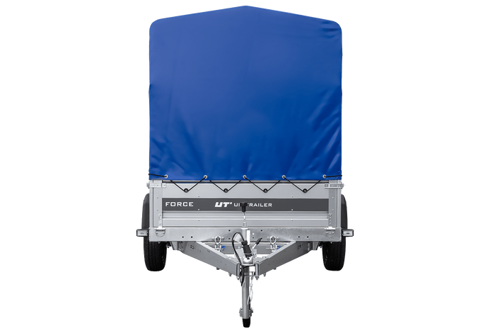 Autotransportaanhanger op veren 230x125 UNITRAILER FORCE 230/R KIPP met H-1100 frame en blauwe hoes