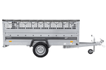 Enkelassige aanhanger op veren 264x125 UNITRAILER FORCE 264/R KIPP met gaaswanden, H-0 frame en grijs dekzeil
