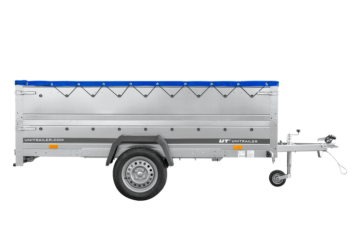 Eenassige aanhangwagen 264x150 UNITRAILER GARDEN 265 KIPP met opzetborden, H-0-frame en blauwe huif