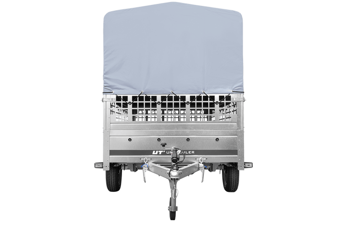 Autoaanhanger 264x125 UNITRAILER GARDEN 264 KIPP met gaaswanden, H-800 frame en grijze kap