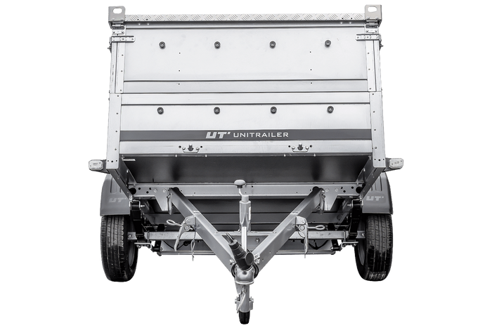 Enkelassige aanhangwagen op veren 230x125 UNITRAILER GARDEN 230/R KIPP met BIS zijwanden en aluminium afdekplaat
