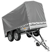 Tweeassige aanhanger met aluminium zijwanden 264x125 Unitrailer Garden 264/2 KIPP ALU met frame H-1100 en grijze afdekking