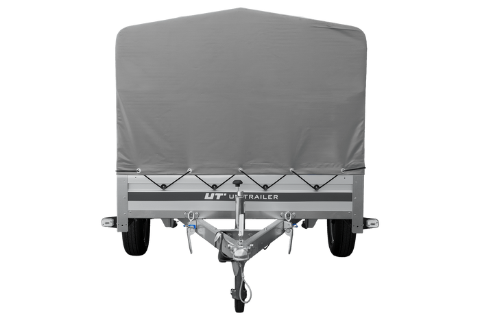 Enkelassige aanhanger met aluminium zijwanden 264x125 Unitrailer Garden 264 KIPP ALU met H-800 frame en grijze afdekking