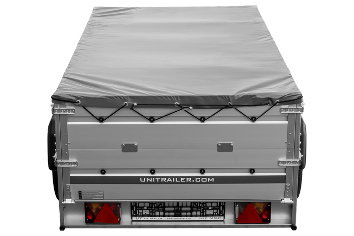 Enkelassige aanhanger met aluminium zijwanden 230x125 Unitrailer Garden 230 KIPP ALU met BIS-zijwanden, H-0 frame en grijze afdekking