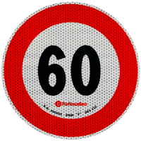 Reflecterende sticker LAMP snelheidslimiet 60 km/u bord B-33