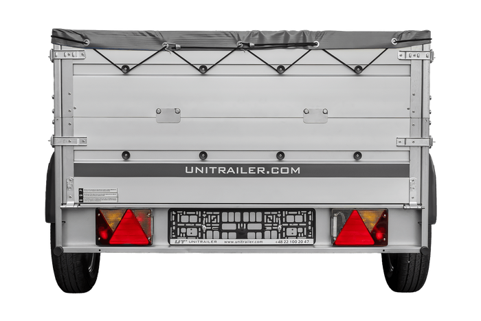 Autoaanhanger met aluminium zijwanden 200x125 Unitrailer Garden 201 KIPP ALU met BIS-zijwanden, H-0 frame en grijze afdekking