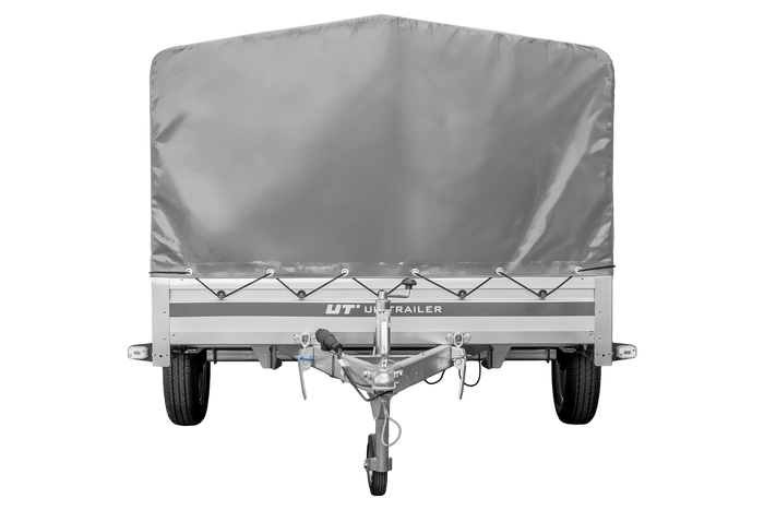 Enkelassige aanhanger met aluminium zijwanden 264x150 Unitrailer Garden 265 KIPP ALU met H-800 frame en grijze afdekking