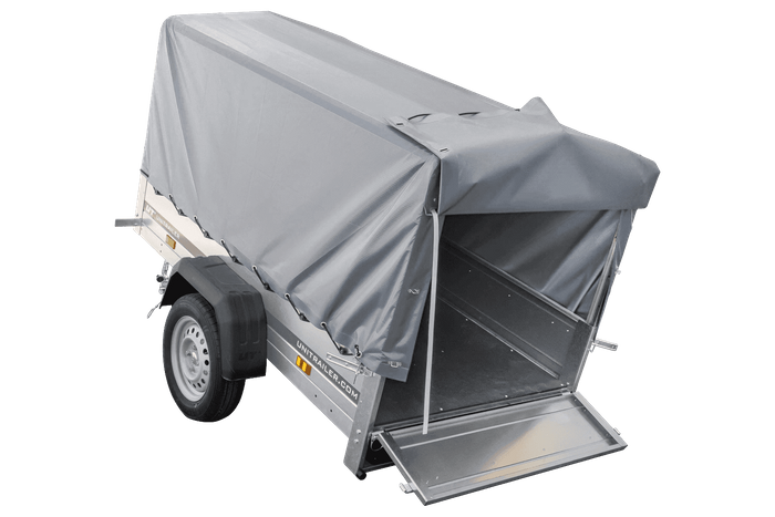 Autotrailer 200x106 UNITRAILER GARDEN 200 KIPP met H-800 frame en grijs dekzeil