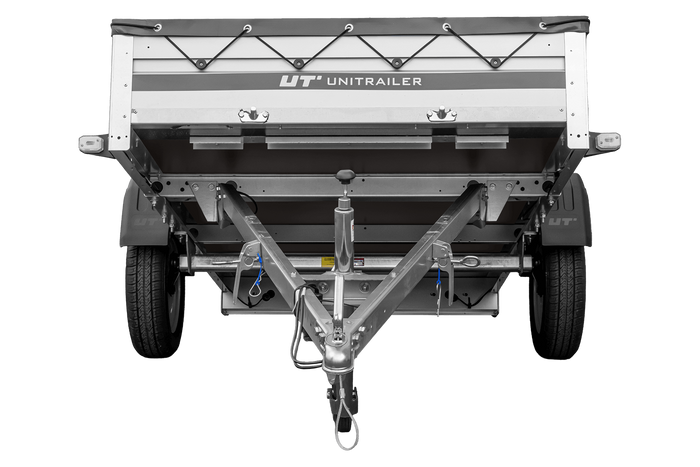 Autoaanhanger met aluminium zijwanden 264x125 Unitrailer Garden 264 KIPP ALU met H-0 frame en grijze afdekking