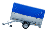 Autoaanhanger 264x125 UNITRAILER GARDEN 264 KIPP met BIS zijwanden, H-800 frame en blauw deksel
