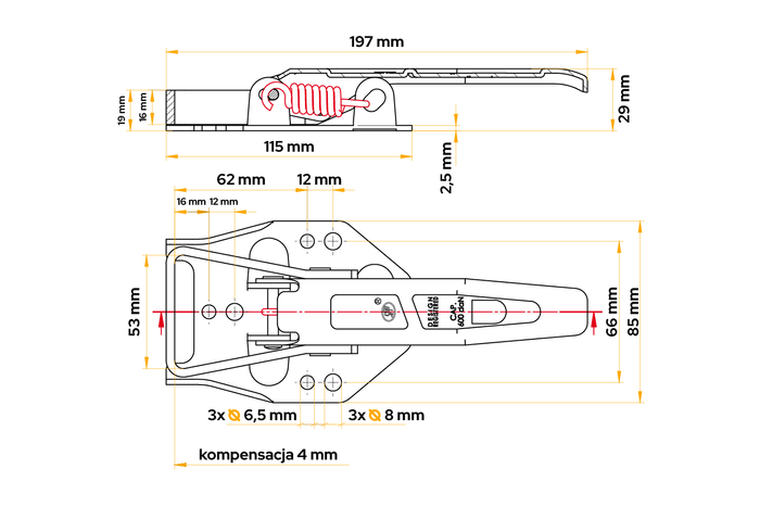 STEELPRESS ZB-04 aanhangwagen zijhaak met compensatie