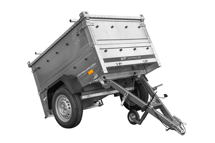 Enkelassige aanhanger 150x106 UNITRAILER GARDEN 150 KIPP met BIS-zijwanden en aluminium afdekking