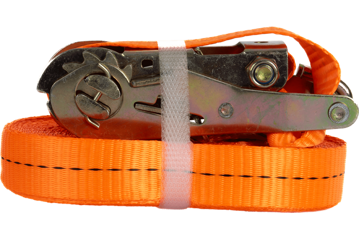Set van vier UNITRAILER 12m/25mm/1t oranje transportbanden met spaninrichting