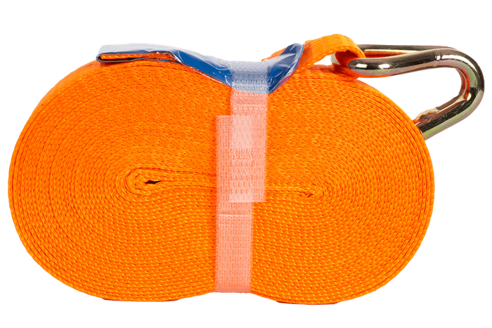 Set van vier UNITRAILER 8m/25mm/1t oranje transportbanden met spaninrichting