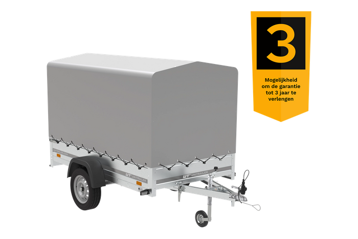 Garden trailer 230 kipp met steunwiel, frame h-1100 en grijze deksel