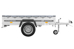Enkelassige aanhanger 200x106 UNITRAILER GARDEN 200 KIPP met H-0 frame en grijze afdekking