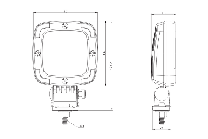 LED werklamp reflector FRISTOM FT-036 SLIM 9xLED 1400lm
