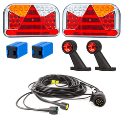 Verlichtingsset: FRISTOM FT-170 LED-achterlichten + FRISTOM FT-009 LED-zijmarkeringslichten + MANTES 7m 13-pins kabelboom