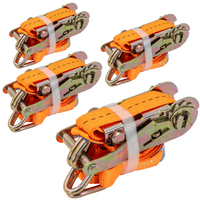 Set van vier UNITRAILER 3m/25mm/1t oranje transportbanden met spaninrichting