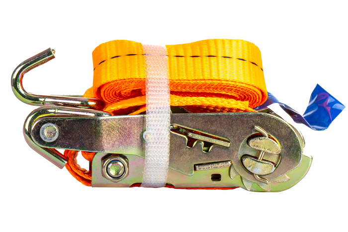 Set van vier UNITRAILER 2m/50mm/5t oranje transportbanden met spaninrichting