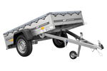 Enkelassige aanhanger 200x106 UNITRAILER GARDEN 200 KIPP met H-0 frame en grijze afdekking