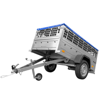 Garden trailer 200 kipp met steunwiel, gaaszijzijden en blauw plat dekzeil