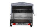 Enkelassige aanhanger op veren 264x150 UNITRAILER GARDEN 265/R KIPP met BIS-zijwanden, H-800 frame en grijze afdekking