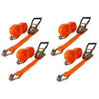 Set van vier UNITRAILER 15m/50mm/5t oranje transportbanden met spaninrichting