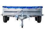 Autoaanhanger 264x150 UNITRAILER GARDEN 265/2 KIPP met H-0 frame en blauwe hoes