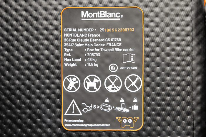 Bagagebox voor Mont Blanc Senja fietsendragers die op de trekhaak worden gemonteerd