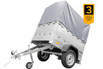 Unitrailer trailer GARDEN TRAILER 150 KIPP met steunwiel, bis zijkanten en H-800 frame met grijze kap