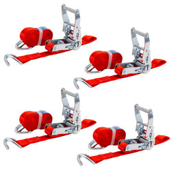Set van vier UNITRAILER transportbanden met spaninrichting 4m/25mm/1t rood
