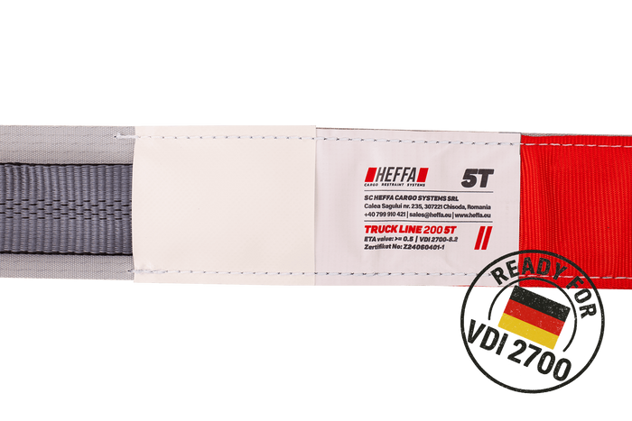 HEFFA CARLINE 130 spanband voor sleepwagens wielbevestigingsband 5m/50mm/5t VDI 2700