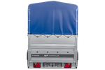Lichte aanhanger op veren 264x125 UNITRAILER FORCE 264/R KIPP met BIS-zijwanden, H-800 frame en blauwe afdekking