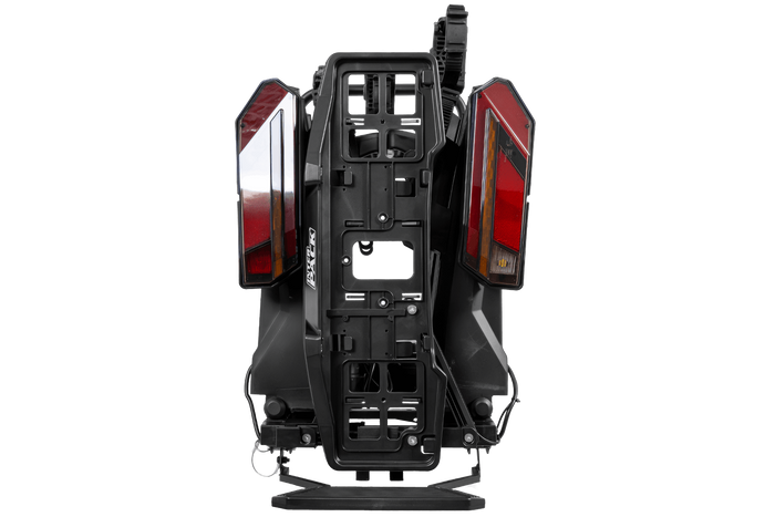 Inter Pack Velox 3 LED - opvouwbare fietsendrager voor op de trekhaak, geschikt voor 3 fietsen, met LED-verlichting (zwart)
