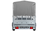 1-assige kiepwagen 230 x 125 Garden Trailer 230 KIPP met mesh boordwanden en H-800 frame met grijze kap