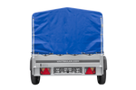 Lichte aanhanger 200x125 UNITRAILER GARDEN 201 KIPP met H-800 frame en blauw dekzeil