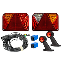 Verlichtingsset: DOBPLAST DPT35 LED-achterlichten + FRISTOM FT-009 LED-zijmarkeringslichten + MANTES 7m 7-PIN kabelboom