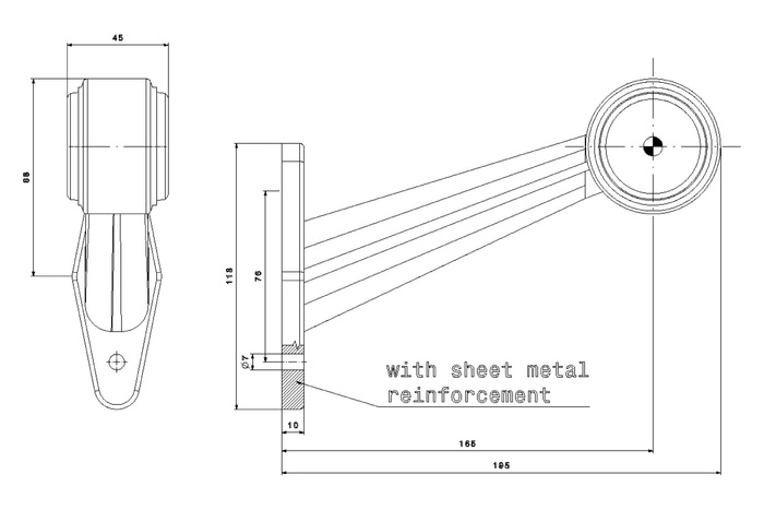 FRISTOM FT-009E LED-markeringslamp universeel op rubberen arm